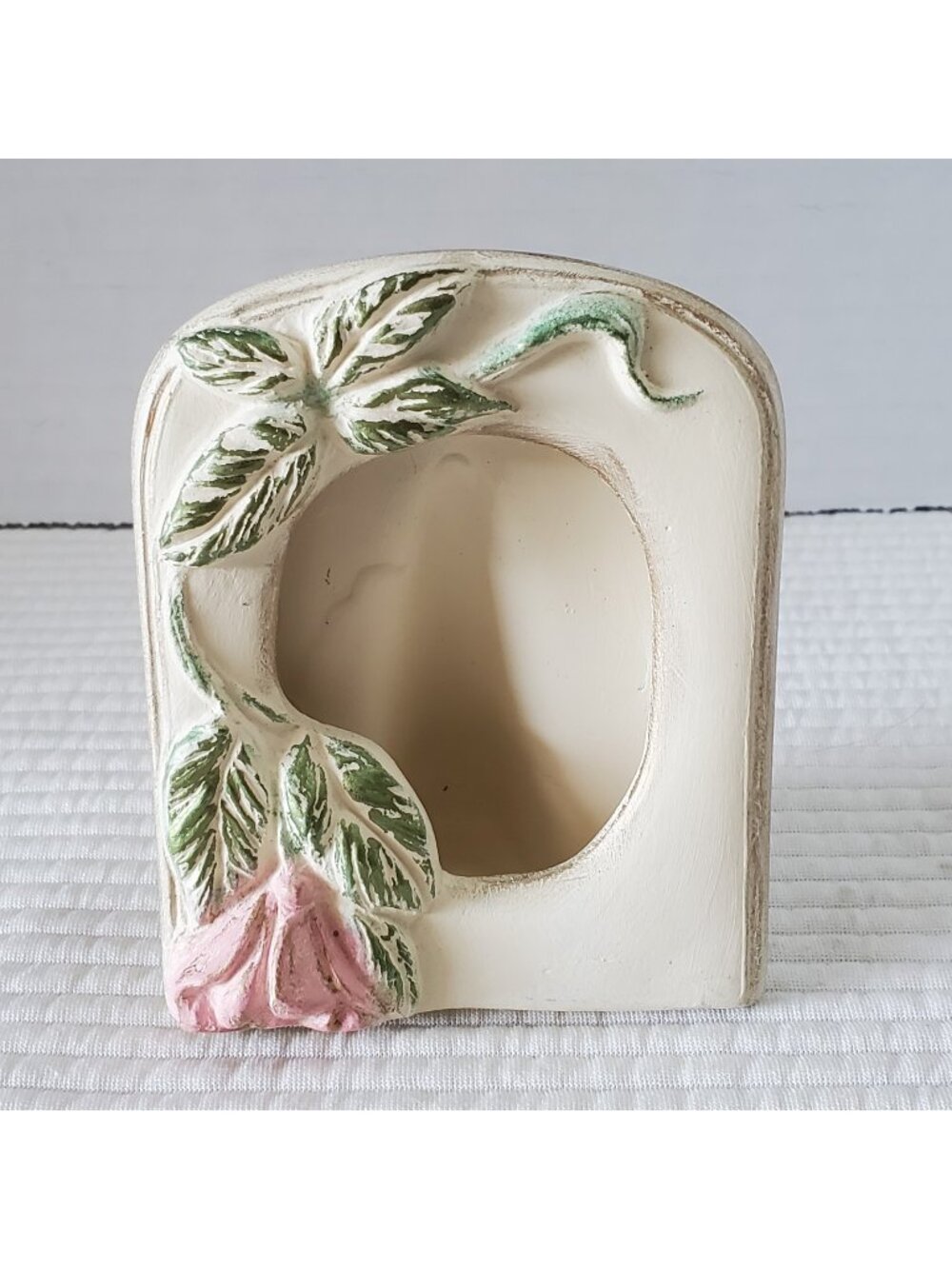 3D Rose Floral Ceramic Picture Photo Frame Table Top Vintage 3.75x3 Cottagecore